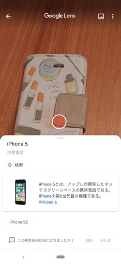 Google Lensの解析結果