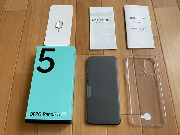 OPPO Reno3 Aの付属品一式