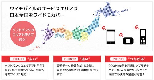 ワイモバイル(Y!mobile)の電波はどの辺りのエリアまで届くのか